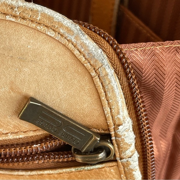 CLAIRE CHASE Genuine Leather Brown Briefcase Tan Leather Men's Bag - Picture 12 of 16